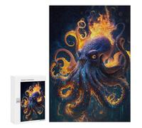 Rompecabezas para Adultos 300 PCS Flaming Octopus Artwork Rompecabezas para Adultos Análisis Y Lógica Entrena Tu Cerebro Y Tus Manos Juguete Juego Intelectual 300 PCS