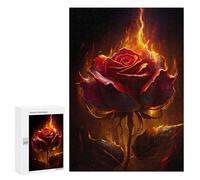 Rompecabezas para Adultos 300 PCS Flaming Rose Artwork Rompecabezas para Adultos Juegos Familiares Corte De Precisión Cumpleaños Y Navidad 300 PCS
