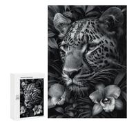 Rompecabezas para Adultos 300 PCS Floral Leopard Portrait Rompecabezas para Adultos Juegos Relajantes Mejora La Memoria Cumpleaños Y Navidad 300 PCS