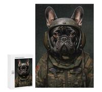 Rompecabezas para Adultos 300 PCS French Bulldog Soldier Rompecabezas para Adultos Juegos Relajantes Regalo De Cumpleaños Gran Regalo para Jugar 300 PCS