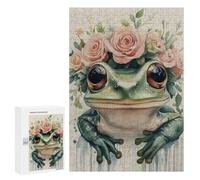 Rompecabezas para Adultos 300 PCS Frog with Flower Crown Rompecabezas para Adultos Juegos Relajantes Mejora La Memoria Cumpleaños Y Navidad 300 PCS