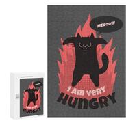 Rompecabezas para Adultos 300 PCS Funny I Am Hungry Cat Rompecabezas para Adultos Juegos Familiares Corte De Precisión Cumpleaños Y Navidad 300 PCS