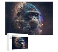 Rompecabezas para Adultos 300 PCS Galactic Gorilla Cosmic Chimpanzee Portrait -1 Rompecabezas para Adultos Juego De Ingenio Decoración Perfecta Cumpleaños Y Navidad 300 PCS