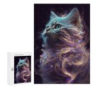 Rompecabezas para Adultos 300 PCS Galaxy Kitten White Cat Rompecabezas para Adultos Juegos Familiares Corte De Precisión Cumpleaños Y Navidad 300 PCS