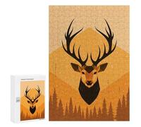 Rompecabezas para Adultos 300 PCS Geometric Deer Vector Portrait with Forest Design Rompecabezas para Adultos Juego Práctico Mejora La Memoria Regalos para Amigos Y Familiares 300 PCS