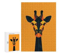 Rompecabezas para Adultos 300 PCS Geometric Giraffe Vector Portrait on Orange Rompecabezas para Adultos Juego Práctico Mejora La Memoria Regalos para Amigos Y Familiares 300 PCS
