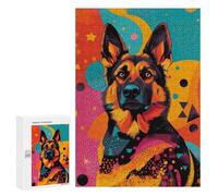Rompecabezas para Adultos 300 PCS German Shepherd Pop Art Pop-Art Dog Print Rompecabezas para Adultos Juegos Familiares Corte De Precisión Cumpleaños Y Navidad 300 PCS