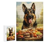 Rompecabezas para Adultos 300 PCS German Shepherd with Outdoor Feast Rompecabezas para Adultos Juguete Decoración De Pared Regalos para Mujeres Gran Regalo para Juegos 300 PCS