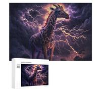 Rompecabezas para Adultos 300 PCS Giraffe Lightning Storm Wildlife Rompecabezas para Adolescentes Juegos Familiares Difícil Difícil 300 PCS
