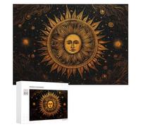 Rompecabezas para Adultos 300 PCS Golden Celestial Sun Art Print-2 Rompecabezas para Adolescentes Juego De Ingenio Carrera De Velocidad De Manos Regalos De Cumpleaños Y Únicos 300 PCS