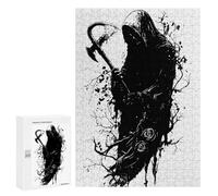 Rompecabezas para Adultos 300 PCS Grim Reaper with Axe Black and White Rompecabezas para Adultos Juego Práctico Mejora La Memoria Regalos para Amigos Y Familiares 300 PCS