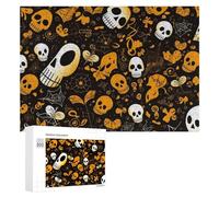 Rompecabezas para Adultos 300 PCS Halloween Skulls and Butterflies Pattern Rompecabezas para Adolescentes Juego De Ingenio Carrera De Velocidad De Manos Regalos De Cumpleaños Y Únicos 300 PCS