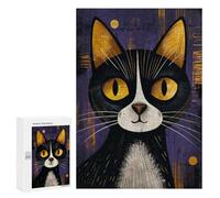 Rompecabezas para Adultos 300 PCS Happy Black and White Cat Rompecabezas para Adultos Juegos Familiares Alivia El Estrés Regalo De Cumpleaños, Regalos, 300 PCS