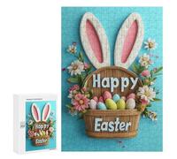 Rompecabezas para Adultos 300 PCS Happy Easter Basket Juego De Rompecabezas para Ejercitar La Mente Corte De Precisión Interacción Entre Padres E Hijos 300 PCS