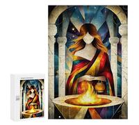 Rompecabezas para Adultos 300 PCS Hestia - Cubist Minimalist Legend - Goddess of The Hearth & Sacred Fire in Mythological Art Rompecabezas para Adultos Juegos Relajantes Difícil Regalos para Amigos Y