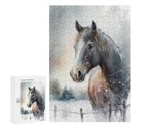 Rompecabezas para Adultos 300 PCS Horse on A Snowy Day Rompecabezas para Adolescentes Juego De Ingenio Análisis Y Lógica 300 PCS