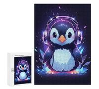 Rompecabezas para Adultos 300 PCS Ice Penguin Headphones Rompecabezas para Adultos Juegos Relajantes Mejora La Memoria Cumpleaños Y Navidad 300 PCS