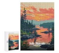 Rompecabezas para Adultos 300 PCS Isle Royale National Park Sunset Rompecabezas para Adultos Juegos Divertidos Decoración Desafiante De Completar 300 PCS