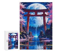 Rompecabezas para Adultos 300 PCS Japanese Moonlit Waterfall Rompecabezas para Adultos Juegos Relajantes Decoración De Pared Regalos para Amigos Y Familiares 300 PCS