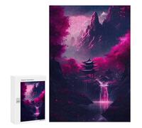 Rompecabezas para Adultos 300 PCS Japanese Neon Cherry Bloss Rompecabezas para Adolescentes Juego De Ingenio Análisis Y Lógica 300 PCS