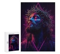 Rompecabezas para Adultos 300 PCS Jesus Christ Neon Art Rompecabezas para Adultos Juegos Relajantes Mejora La Memoria Cumpleaños Y Navidad 300 PCS