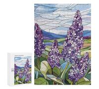 Rompecabezas para Adultos 300 PCS Lilac Flowers in Stained Glass Rompecabezas para Adultos Juego Práctico Mejora La Memoria Regalos para Amigos Y Familiares 300 PCS