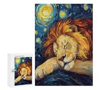 Rompecabezas para Adultos 300 PCS Lion Sleeping Under Starry Night Rompecabezas para Adolescentes Juegos Relajantes Regalos para Mujeres Cumpleaños Y Navidad 300 PCS