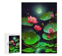 Rompecabezas para Adultos 300 PCS Lotus Pond Moonlit Night -1 Rompecabezas para Adultos Juegos Divertidos Pero Regalos Divertidos Y Humorísticos para Amigos Y Familiares 300 PCS
