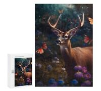 Rompecabezas para Adultos 300 PCS Magical Deer Butterflies Rompecabezas para Adultos Juegos Relajantes Mejora La Memoria Cumpleaños Y Navidad 300 PCS