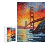 Rompecabezas para Adultos 300 PCS Majestic Golden Gate Rompecabezas para Adultos Juguetes Antiestrés Análisis Y Lógica Regalo De Cumpleaños, Regalos, 300 PCS