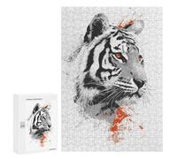 Rompecabezas para Adultos 300 PCS Majestic Tiger Portrait in Monochrome Style Rompecabezas para Adultos Juegos Relajantes Difícil Regalos para Amigos Y Familiares 300 PCS