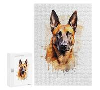 Rompecabezas para Adultos 300 PCS Malinois Watercolor Dog Rompecabezas para Adultos Juegos Relajantes Mejora La Memoria Cumpleaños Y Navidad 300 PCS