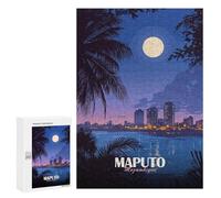 Rompecabezas para Adultos 300 PCS Maputo Mozambique Cityscape at Night Rompecabezas para Adultos Juego Práctico Mejora La Memoria Regalos para Amigos Y Familiares 300 PCS