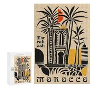 Rompecabezas para Adultos 300 PCS Marrakesh, Morocco Travel Poster Rompecabezas para Adultos Juego Práctico Corte De Precisión Juego Desafiante Regalos 300 PCS