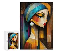 Rompecabezas para Adultos 300 PCS Modern Cubist Vision of Girl with A Pearl Earring Rompecabezas para Adultos Juegos Relajantes Mejora La Memoria Difícil Y Desafiante 300 PCS