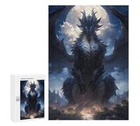 Rompecabezas para Adultos 300 PCS Moonlight Dragon Anime Art Rompecabezas para Adultos Juegos Relajantes Mejora La Memoria Cumpleaños Y Navidad 300 PCS