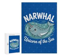 Rompecabezas para Adultos 300 PCS Narwhal Unicorn of The Sea Rompecabezas Juegos Relajantes Análisis Y Lógica Cumpleaños Y Navidad 300 PCS
