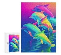 Rompecabezas para Adultos 300 PCS Neon Dolphin Delight Rompecabezas para Adultos Juguetes Antiestrés Análisis Y Lógica Regalo De Cumpleaños, Regalos, 300 PCS