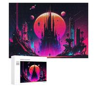 Rompecabezas para Adultos 300 PCS Neon Future Cityscape -3 Rompecabezas para Adultos Juegos Divertidos Pero Regalos Divertidos Y Humorísticos para Amigos Y Familiares 300 PCS