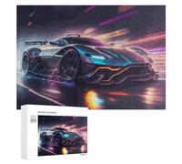 Rompecabezas para Adultos 300 PCS Neon Future Racing Car -3 Rompecabezas para Adolescentes Juego De Ingenio Carrera De Velocidad De Manos Regalos De Cumpleaños Y Únicos 300 PCS