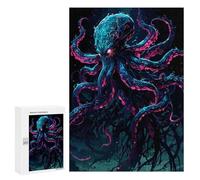 Rompecabezas para Adultos 300 PCS Neon Octopus Fantasy Creature Illustration Rompecabezas para Adultos Juegos Familiares Regalo De Cumpleaños Regalos De Cumpleaños 300 PCS