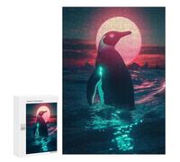 Rompecabezas para Adultos 300 PCS Neon Penguin Sunset Rompecabezas para Adolescentes Juego De Ingenio Análisis Y Lógica 300 PCS