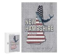 Rompecabezas para Adultos 300 PCS New Hampshire Map USA Juego De Rompecabezas para Ejercitar La Mente Corte De Precisión Interacción Entre Padres E Hijos 300 PCS
