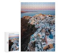 Rompecabezas para Adultos 300 PCS Oia Santorini Aerial View Rompecabezas para Adolescentes Juegos Relajantes Regalos para Mujeres Cumpleaños Y Navidad 300 PCS