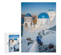 Rompecabezas para Adultos 300 PCS Oia Town Santorini Greece Rompecabezas para Adultos Juego De Ingenio Regalos para Mujeres Regalos para Amigos Y Familiares 300 PCS
