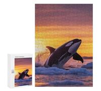 Rompecabezas para Adultos 300 PCS Orca Leaping Sunset in Icy Waters Rompecabezas para Adultos Juegos Relajantes Mejora La Memoria Difícil Y Desafiante 300 PCS