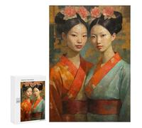 Rompecabezas para Adultos 300 PCS Painted Asian Twins Rompecabezas para Adultos Alivia El Estrés Desafíos para Completar Rompecabezas Juegos Familiares 300 PCS