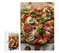 Rompecabezas para Adultos 300 PCS Pepperoni Pizza with Basil Rompecabezas para Adultos Juego Práctico Corte De Precisión Juego Desafiante Regalos 300 PCS