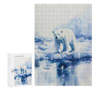 Rompecabezas para Adultos 300 PCS Polar Bear on Ice Rompecabezas para Adultos Juegos Relajantes Mejora La Memoria Cumpleaños Y Navidad 300 PCS