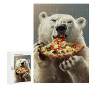 Rompecabezas para Adultos 300 PCS Polar Bear Pizza Rompecabezas para Adultos Juegos Relajantes Una Obra De Arte Regalo De Cumpleaños, Regalos, 300 PCS